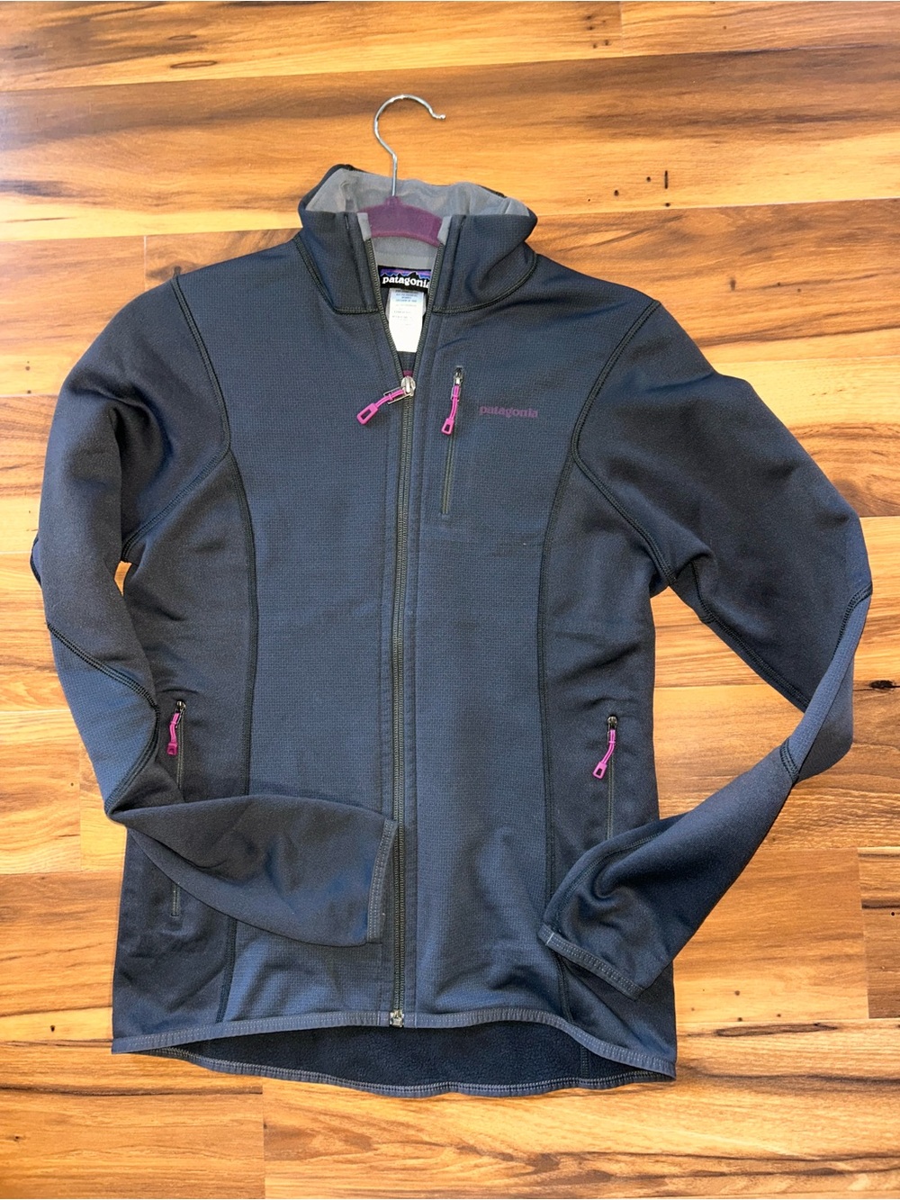 Patagonia Women's Dark Gray Jacket with Pink Zipper Accents